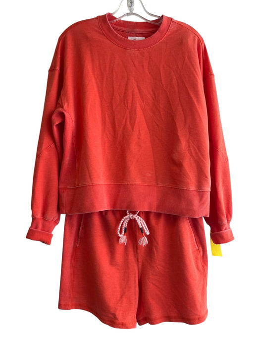 Sundry Size M Orange Cotton Blend Long Sleeve Stretch Waist Drawstring Short Set Orange / M