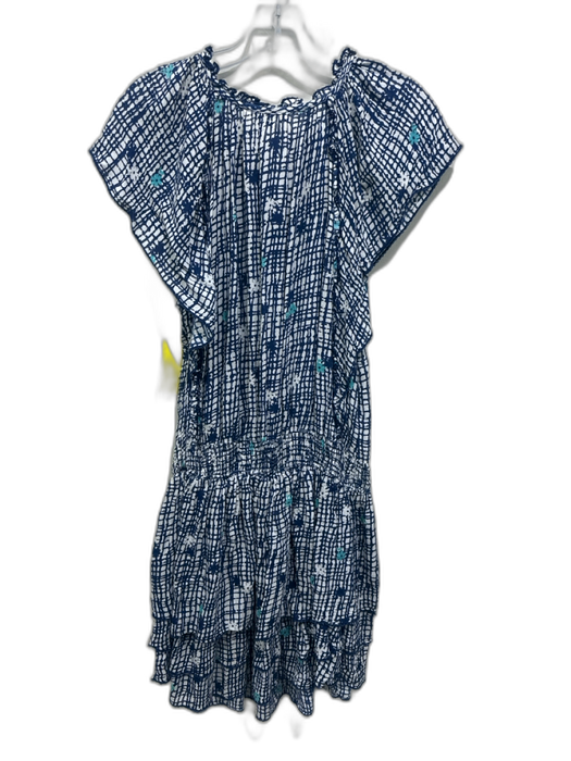 Poupette St. Barth Size Medium Navy & Cream Print Viscose Abstract Dress Navy & Cream Print / Medium
