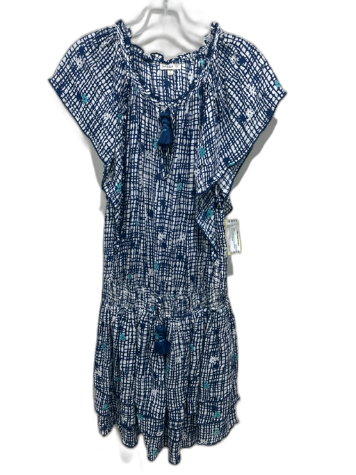 Poupette St. Barth Size Medium Navy & Cream Print Viscose Abstract Dress Navy & Cream Print / Medium