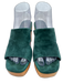 Charlotte Stone Shoe Size 7 Dark Green Suede Wooden Sole Heel Open Toe Sandals Dark Green / 7