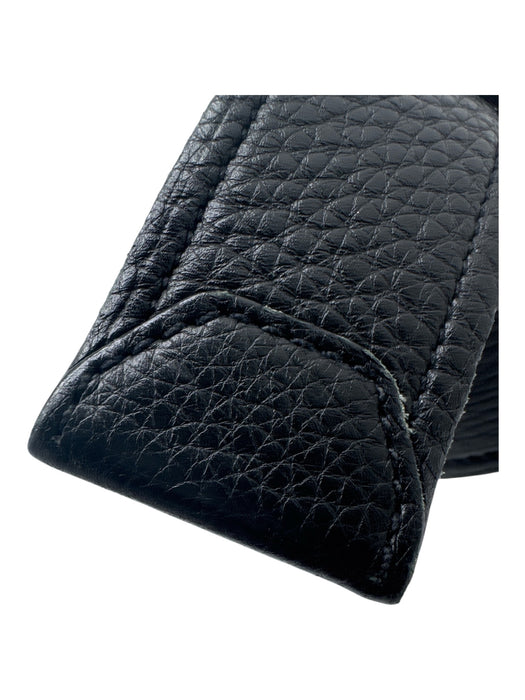 Prada Black Leather Pebbled Silver Buckle Belts Black / 80/32