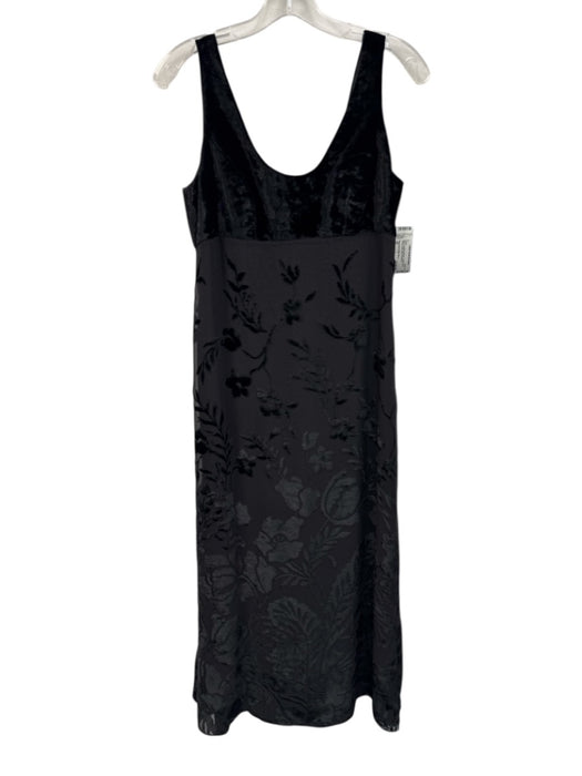 Pianoforte Di Max Mara Size 42 Black Acetate & Rayon Scoop Neck Velvet Dress Black / 42