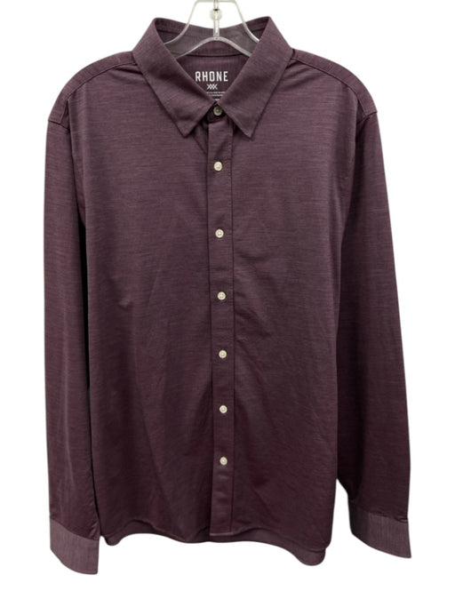 Rhone Size L Purple Polyamide Heathered Button up Men's Long Sleeve Shirt Purple / L