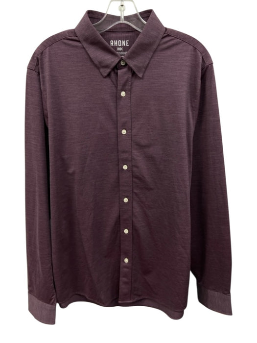 Rhone Size L Purple Polyamide Heathered Button up Men's Long Sleeve Shirt Purple / L