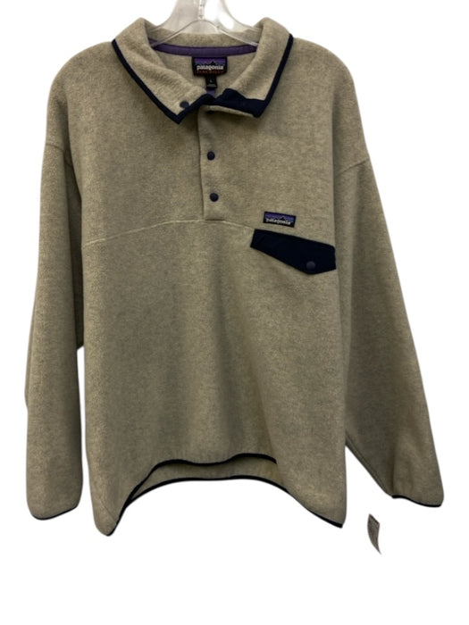 Patagonia Size L Gray & Blue Synthetic fleece Quarter Button Men's Jacket Gray & Blue / L