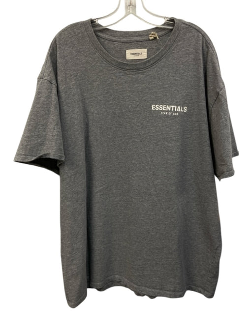 Essentials Size L Gray Cotton Solid T shirt Crew Men's Short Sleeve Gray / L
