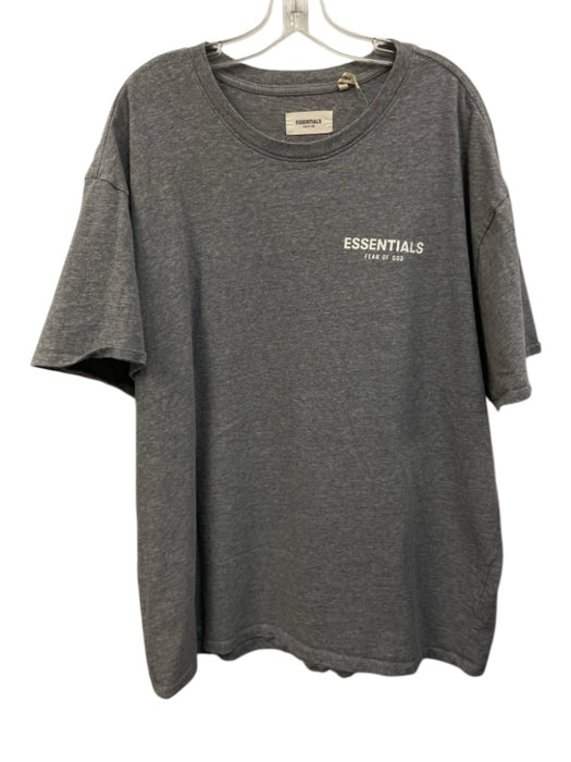 Essentials Size L Gray Cotton Solid T shirt Crew Men's Short Sleeve Gray / L