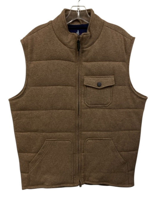 Johnnie O Size L Tan Cotton Blend Solid Vest Men's Jacket Tan / L