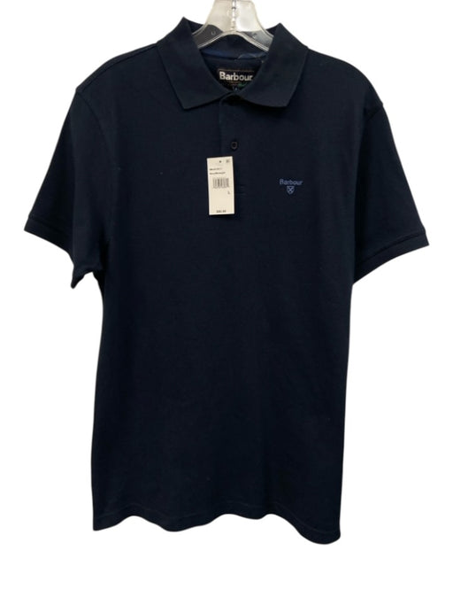 Barbour NWT Size L Navy Blue Cotton Solid Pique Polo Men's Short Sleeve Navy Blue / L