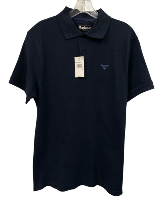 Barbour NWT Size L Navy Blue Cotton Solid Pique Polo Men's Short Sleeve Navy Blue / L