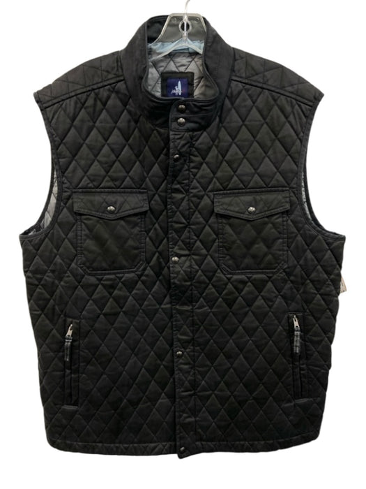 Johnnie O Dark Gray Cotton Blend Quilted Zipper Men's Vest Dark Gray