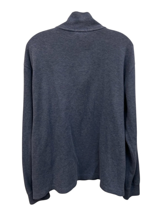 Polo Size L Blue Cotton Solid Quarter Zip Men's Sweater Blue / L