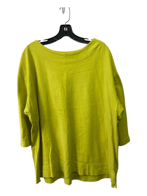 Pacificotton Size S Yellow Green Cotton Oversized 3/4 Sleeve Boxy Top Yellow Green / S