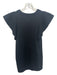 Minnierose Size L Black Cotton Blend Ruffle Cap Sleeve Glitter Crew Neck Top Black / L
