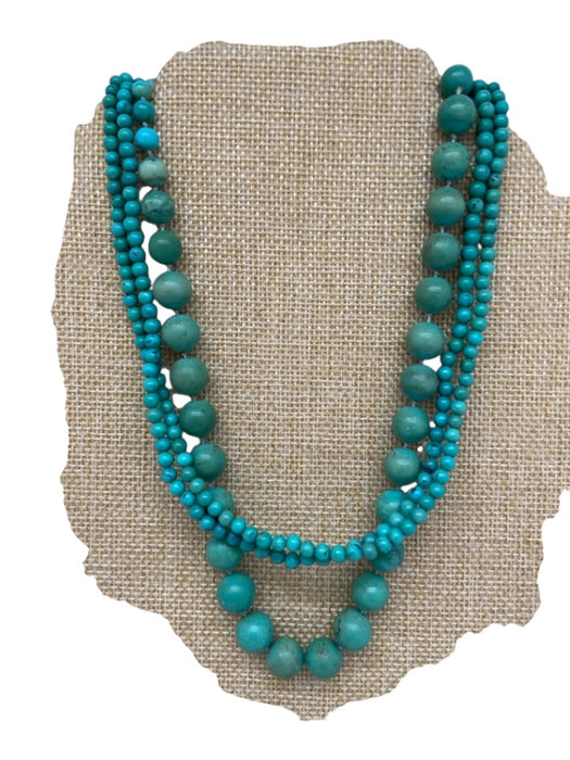No Brand Blue Turquoise Beaded silver Layer Necklace Blue