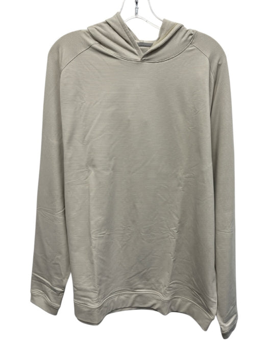 Peter Millar NWT Size XL Tan & White Synthetic Striped Hoodie Men's Jacket Tan & White / XL