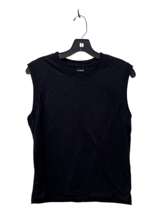 Frame Size M Black Cotton Crew Neck Sleeveless T Shirt Top Black / M