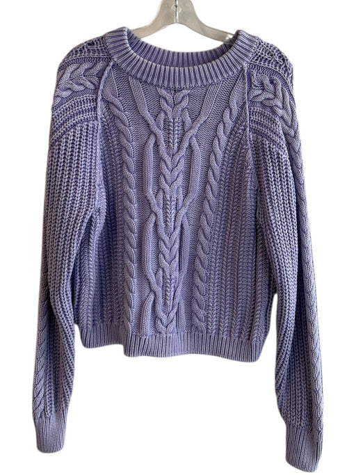 Free People Size XS Lavendar Cotton Cable Knit Round Neck Long Sleeve Sweater Lavendar / XS