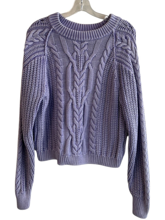 Free People Size XS Lavendar Cotton Cable Knit Round Neck Long Sleeve Sweater Lavendar / XS