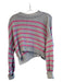 Free People Size XS Gray & Fuschia Cotton Blend Round Neck Long Sleeve Sweater Gray & Fuschia / XS