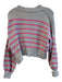 Free People Size XS Gray & Fuschia Cotton Blend Round Neck Long Sleeve Sweater Gray & Fuschia / XS