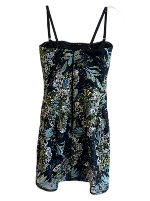 Veronica Beard Size 6 Green Polyester Ruched asymetrical Beaded Strap Dress Green / 6
