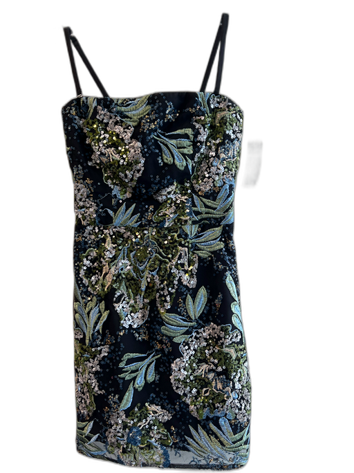 Veronica Beard Size 6 Green Polyester Ruched asymetrical Beaded Strap Dress Green / 6