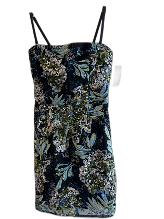 Veronica Beard Size 6 Green Polyester Ruched asymetrical Beaded Strap Dress Green / 6