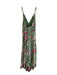 Hemant & Nandita Size M Gren & Red Print Viscose Blend V Neck Sleeveless Dress Gren & Red Print / M