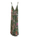 Hemant & Nandita Size M Gren & Red Print Viscose Blend V Neck Sleeveless Dress Gren & Red Print / M