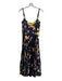 ML Monique Lhuillier Size 6 Black & Multi Polyester Pleated Floral Print Dress Black & Multi / 6
