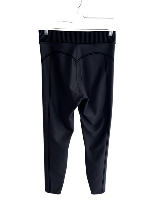 Alo Size S Black Polyester Blend Elastic Waist High Rise Logo Patch Leggings Black / S