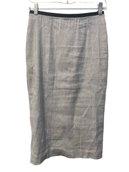 Elie Tahari Size 4 Gray & Black Linen Below the ankle High Waist Back Zip Skirt Gray & Black / 4