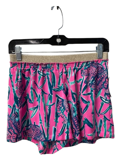 Lily Pulitzer Size S Pink & Green Polyester High Waist Shimmer Abstract Shorts Pink & Green / S