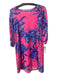 Lily Pulitzer Size XS Pink, Blue & Green Cotton Blend 3/4 Sleeve Tropical Dress Pink, Blue & Green / XS