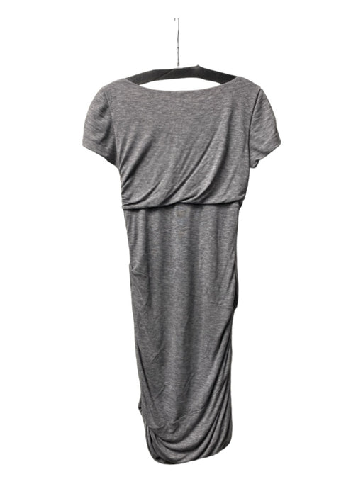 Love Moschino Size 4 Gray Viscose Blend V Neck Wrap Front Short Sleeve Dress Gray / 4