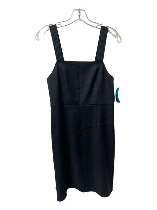 J Crew Size 4 Black Linen Blend Square Neck Sleeveless Back Zip Above Knee Dress Black / 4