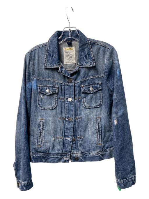 No Brand Size Small Light Wash Cotton Denim Distressed Silver Buttons Jacket Light Wash / Small