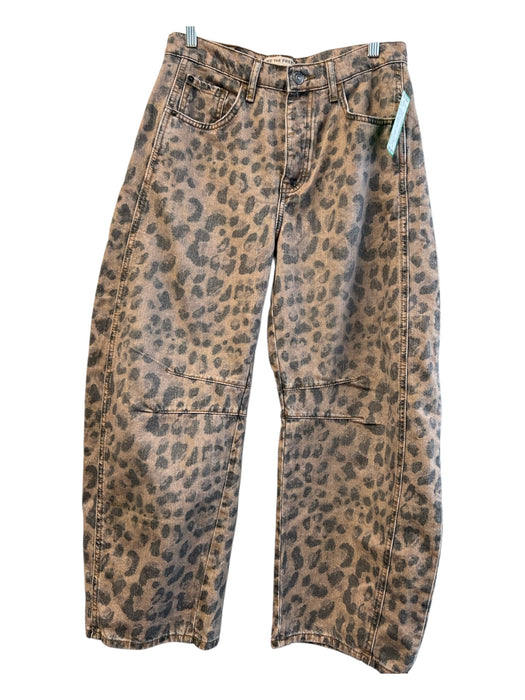 We The Free Size 27 Brown & Gray Cotton Mid Rise Zip Fly Leopard Print Jeans Brown & Gray / 27