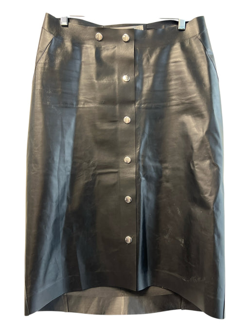 C.T.Plage Size 36 Black Alpaca & Nylon Elastic Waist Fuzzy Back Slit Maxi Skirt Black / 36