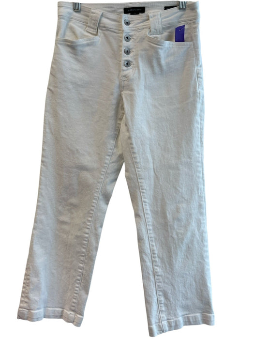 Sanctuary Size 27 White Cotton Blend Mid Rise Silver Buttons Straight Leg Jeans White / 27