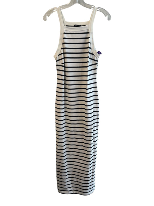 Karen Millen Size S Ivory & Navy Cotton Blend Square Neck Ankle Length Dress Ivory & Navy / S