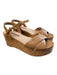 Prada Shoe Size Est 7.5 Beige Leather & Cork Platform Ankle Strap Open Toe Shoes Beige / Est 7.5