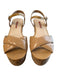 Prada Shoe Size Est 7.5 Beige Leather & Cork Platform Ankle Strap Open Toe Shoes Beige / Est 7.5