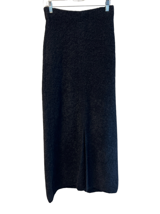 C.T.Plage Size XS Black Alpaca Elastic Waist Knit Fuzzy Maxi Skirt Black / XS