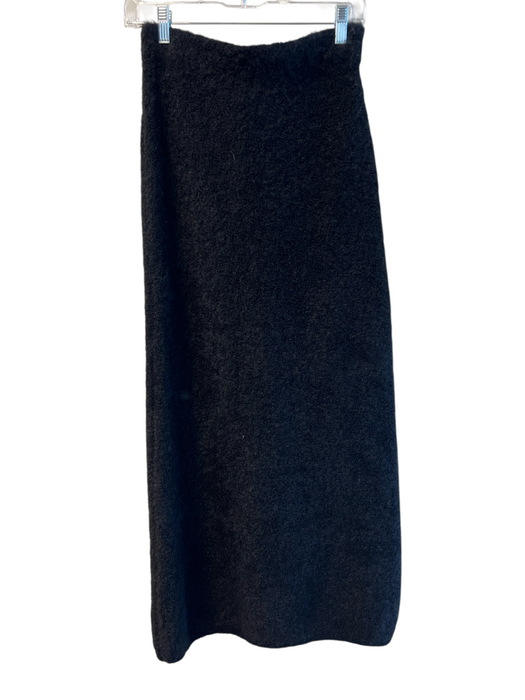 C.T.Plage Size XS Black Alpaca Elastic Waist Knit Fuzzy Maxi Skirt Black / XS