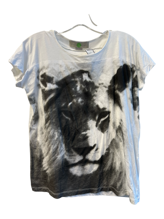 Stella McCartney Size 36 Gray & White Cotton Crew Neck Tie Dye Cap Sleeve Top Gray & White / 36