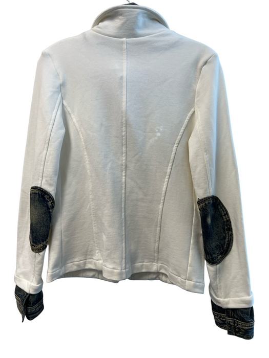 Six/Fifty Size M White & Blue Cotton Denim Detail Long Sleeve Button Down Jacket White & Blue / M