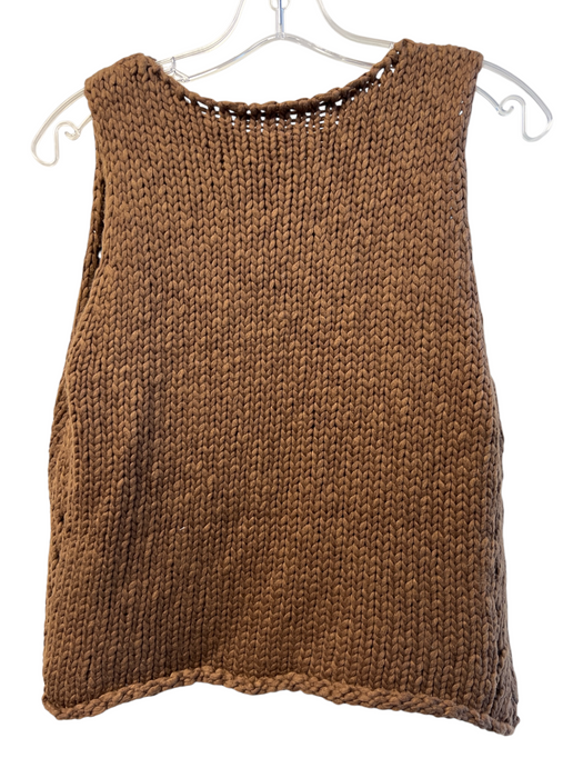 Free People Size S Brown No Fabric Tag Chunky Knit Round Neck Sleeveless Sweater Brown / S