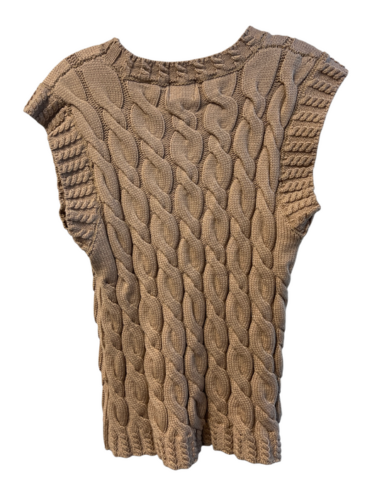 Elie Tahari Size S Brown Viscose Cable Knit Round Neck Sleeveless Sweater Brown / S